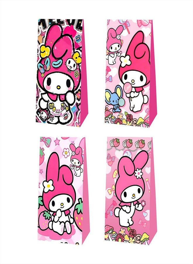 BNFUO 12pcs Melody Birthday Party Gift Bags Goodie Bags,Pink Cartoon Party Supplies for Kids Birthday Decorations - Image 1